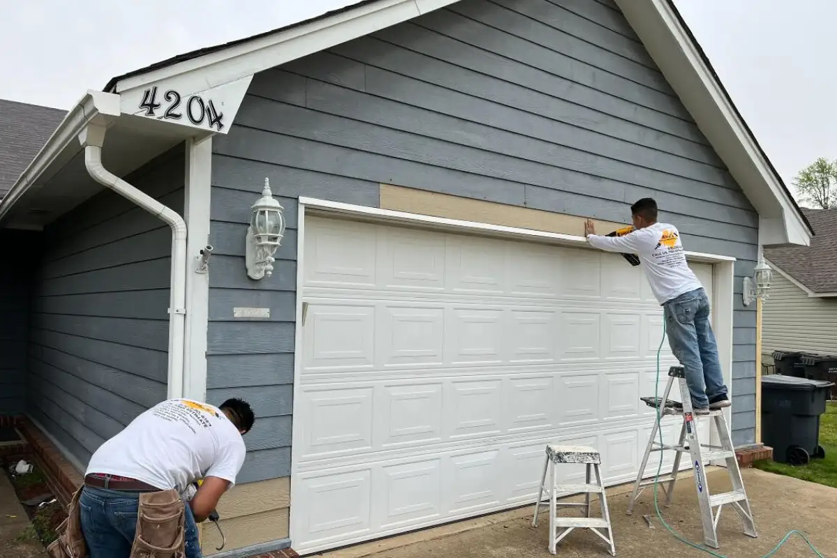 Residential home with newly installed vinyl siding.